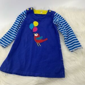 Blue Striped Long Sleeve Dress with Bird and Balloons
